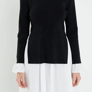 English Factory Poplin Combo Knit Mini Dress XS